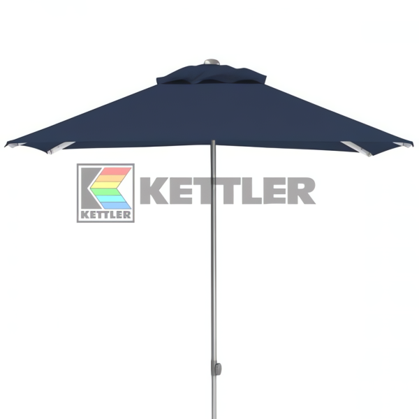 EASY PUSH Stockschirm, 200cm x 200cm, UPF 50+, mit PU-Beschichtung silber/ blau