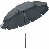Tropico Mittelstockschirm anthrazit/grau Ø250cm Gestell Stahl anthrazit, Bezug 100% Polyester, 180g/m² in grau, Lichtschutzfaktor UPF 50+