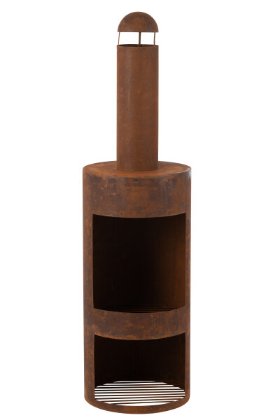 Freistehender Runder Ofen aus Verrostetem Metall, 148 cm Höhe, Geeignet für Draußen
