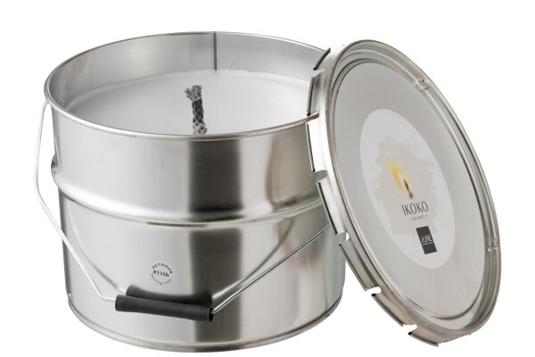 Outdoorkerze Farbeimer Ikoko Metall / Wachs Weiß Large 135s