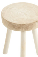 Hocker aus Paulowniaholz weiß (2er Set)