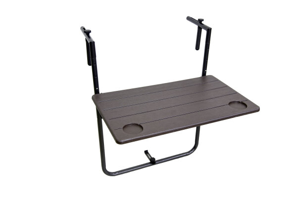 Balkontisch-Hängeklapptisch TABORA, Holz-Optik, Stahl / Kunststoff PE, braun