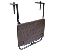 Balkontisch-Hängeklapptisch TABORA, Holz-Optik, Stahl / Kunststoff PE, braun