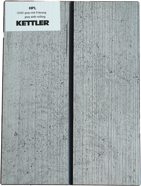 HPL Tischplatte 160cm x 95cm x 1,3cm, grau mit Fräsung, Wing Profil