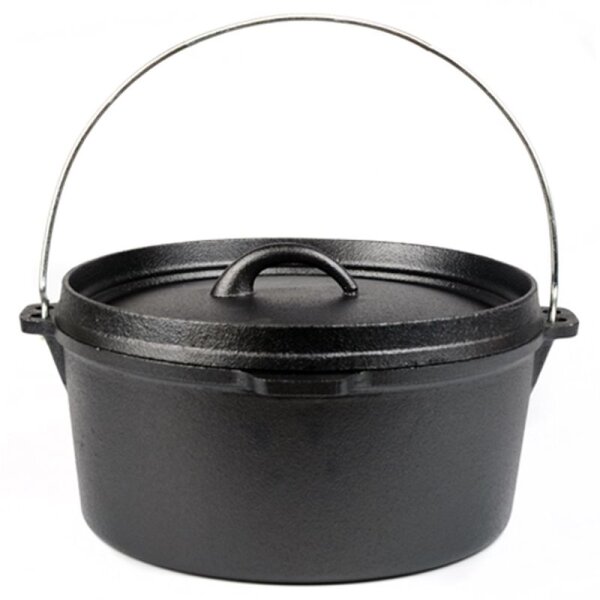 Dutch Oven 7,5 Liter Fassungsvermögen, Gusseisen, schwarz