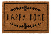 Fußmatte Happy Home Kokos Naturell / Schwarz
