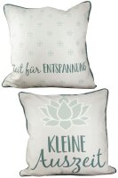 Kissen "Lotus" creme/ Rückseite hellgrün
