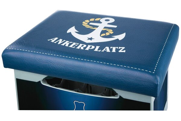 Sitzpolster "Ankerplatz" blau/weiß, Aufsatz für Getränke-/Bierkiste