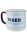 Keramik Tasse "MEER macht glücklich" blau/weiß/schwarz 390ml