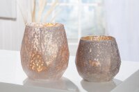 Glas Windlicht "Cinza" matt grau/innen...