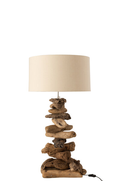 Lampe+Schirm Treibholz Naturell / Beige Small