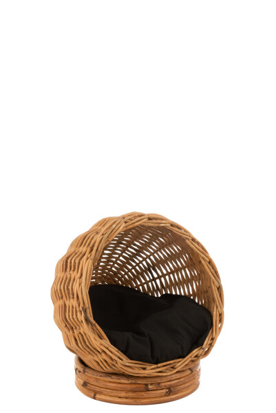 Katzenkorb+Kissen Rund Rattan Honig Gelb/Schwarz