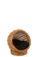 Katzenkorb+Kissen Rund Rattan Honig Gelb/Schwarz