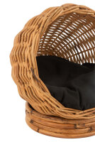 Katzenkorb+Kissen Rund Rattan Honig Gelb/Schwarz