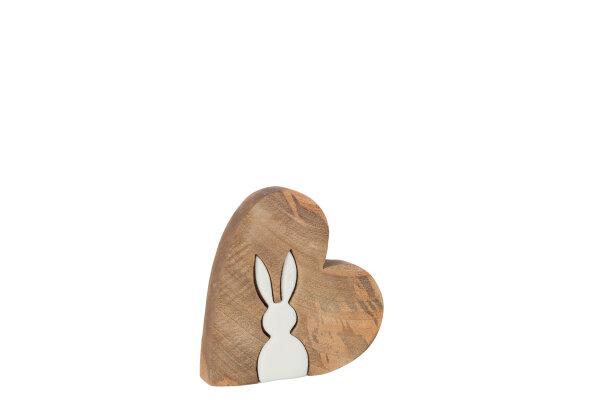 Hasen Silhouette Herz Puzzle Mangobaum Naturell Weiß Small