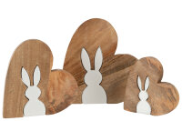 Hasen Silhouette Herz Puzzle Mangobaum Naturell Weiß Small