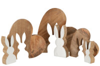 Hasen Silhouette Herz Puzzle Mangobaum Naturell Weiß Small