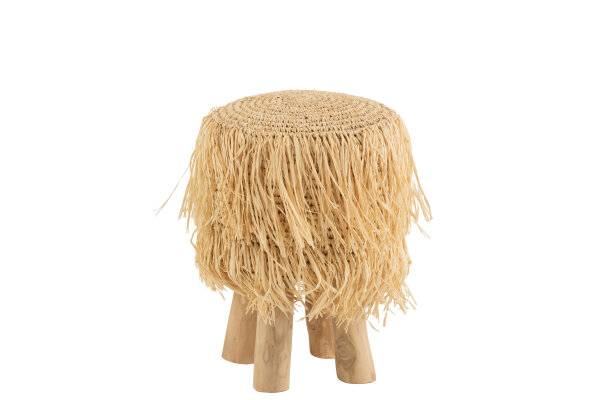 Hocker Alex Raphia / Teakholz Naturell