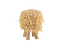 Hocker Alex Raphia / Teakholz Naturell