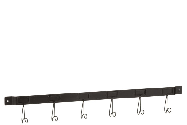 Garderobe 6 Haken Metall Schwarz Large