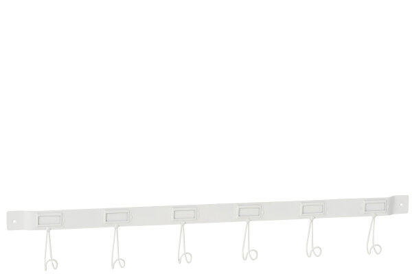 Garderobe 6 Haken Metall Weiß Large