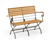 2-Sitzer Klappbank Oxford Teak / Stahl verzinkt