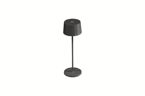 KETTLIGHT RIBBED Tischleuchte Ø11cm, Höhe 35cm, grau, Aluminium / Polycarbonat