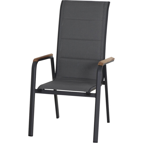 Tesoro High Back Stapelsessel Alu,Textil, Teak