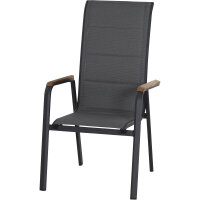 Tesoro High Back Stapelsessel Alu,Textil, Teak