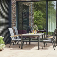 Tesoro High Back Stapelsessel Alu,Textil, Teak