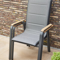 Tesoro High Back Stapelsessel Alu,Textil, Teak