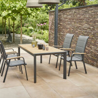Tesoro High Back Stapelsessel Alu,Textil, Teak