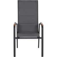 Tesoro High Back Stapelsessel Alu,Textil, Teak