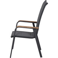 Tesoro High Back Stapelsessel Alu,Textil, Teak