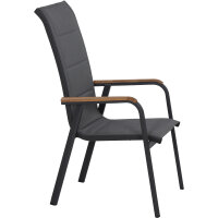 Tesoro High Back Stapelsessel Alu,Textil, Teak