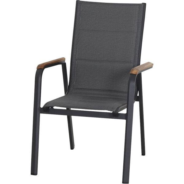 Tesoro Stapelsessel, Alu, Textil,Teak