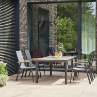Tesoro Stapelsessel, Alu, Textil,Teak