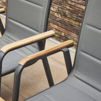 Tesoro Stapelsessel, Alu, Textil,Teak