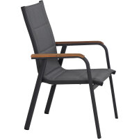 Tesoro Stapelsessel, Alu, Textil,Teak