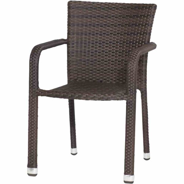 Minas Stapelsessel Gestell Aluminium, schwarz, Fläche Gardino®-Geflecht maron