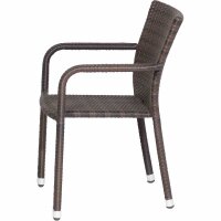 Minas Stapelsessel Gestell Aluminium, schwarz, Fläche Gardino®-Geflecht maron