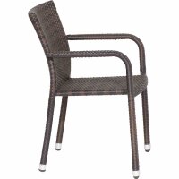 Minas Stapelsessel Gestell Aluminium, schwarz, Fläche Gardino®-Geflecht maron