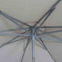 Push Pro Mittelstockschirm silber/natur Ø300cm Gestell Alu silber, Streben Stahl, Bezug 100% Polyester, 180g/m² natur, Lichtschutzfaktor UPF 50+