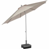 Push Pro Mittelstockschirm silber/natur Ø300cm Gestell Alu silber, Streben Stahl, Bezug 100% Polyester, 180g/m² natur, Lichtschutzfaktor UPF 50+