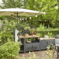 Isa Mittelstockschirm anthrazit/stone 200cm x 300cm Gestell Aluminium anthrazit, Streben Stahl, Bezug 100% Polyester, 180g/m² stone, UPF 50+