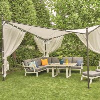 Berlino Pavillon 400cm x 400cm Gestellaus Stahl, anthrazit, Bezug aus Polyester, 250g/m² in weiß