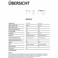 Berlino Pavillon 400cm x 400cm Gestellaus Stahl, anthrazit, Bezug aus Polyester, 250g/m² in weiß