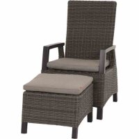 Corido Hocker, charcoal-grey Alu, Geflecht, inkl. Kissen