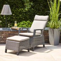 Corido Hocker, charcoal-grey Alu, Geflecht, inkl. Kissen