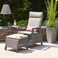 Corido Hocker, charcoal-grey Alu, Geflecht, inkl. Kissen